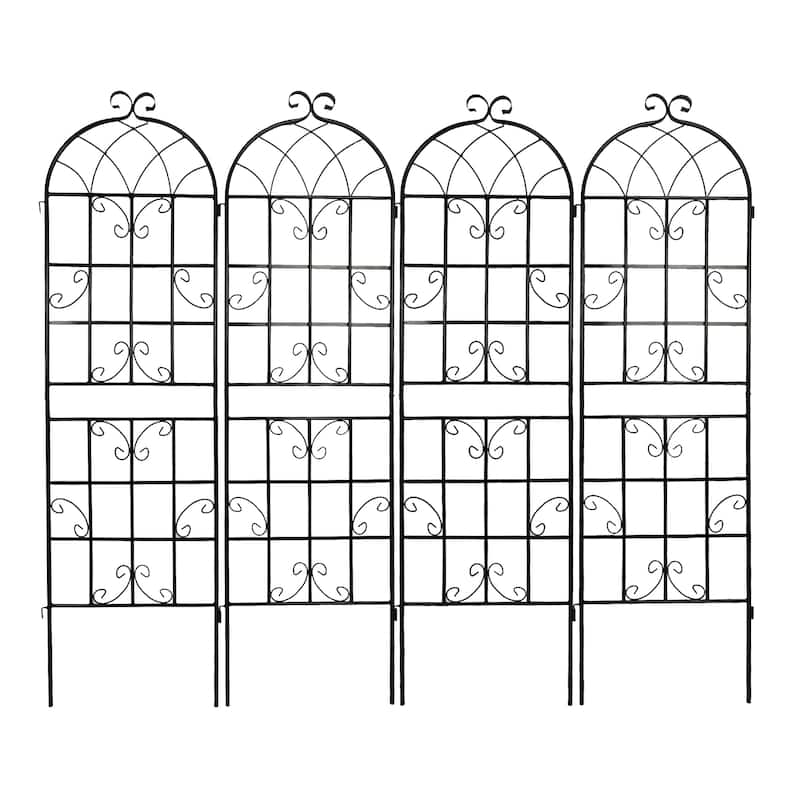 4 Pack Metal Garden Trellis for Climbing Plants Outdoor Rustproof Plant Support Rose Trellis Netting Trellis Black