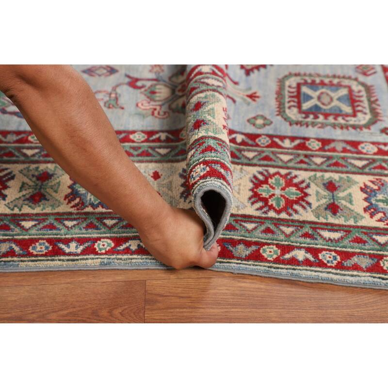 Geometric Kazak Oriental Area Rug Hand-Knotted Wool Carpet - 6'7" x 9'5"