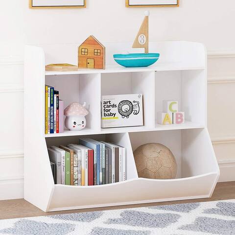 UTEX Toy Storage Organizer with Bookcase, Kids Multi Shelf Cubby for Books,Toys,White - 5