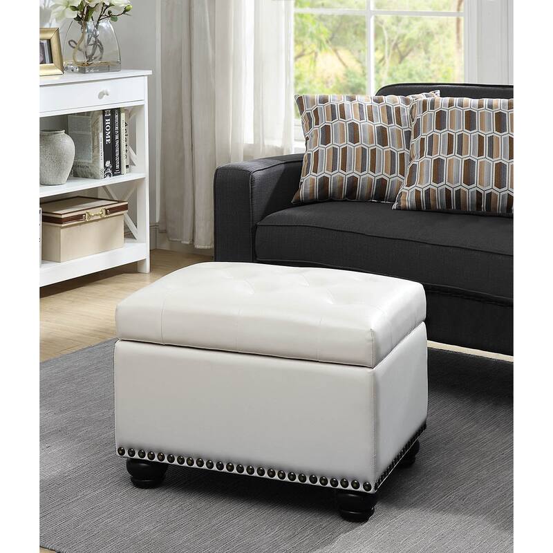 Convenience Concepts Designs4Comfort 5th Avenue Storage Ottoman - Ivory Faux Leather