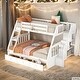 preview thumbnail 1 of 24, Twin over Full Bunk Bed with Drawers, Ladder & Storage Staircase White