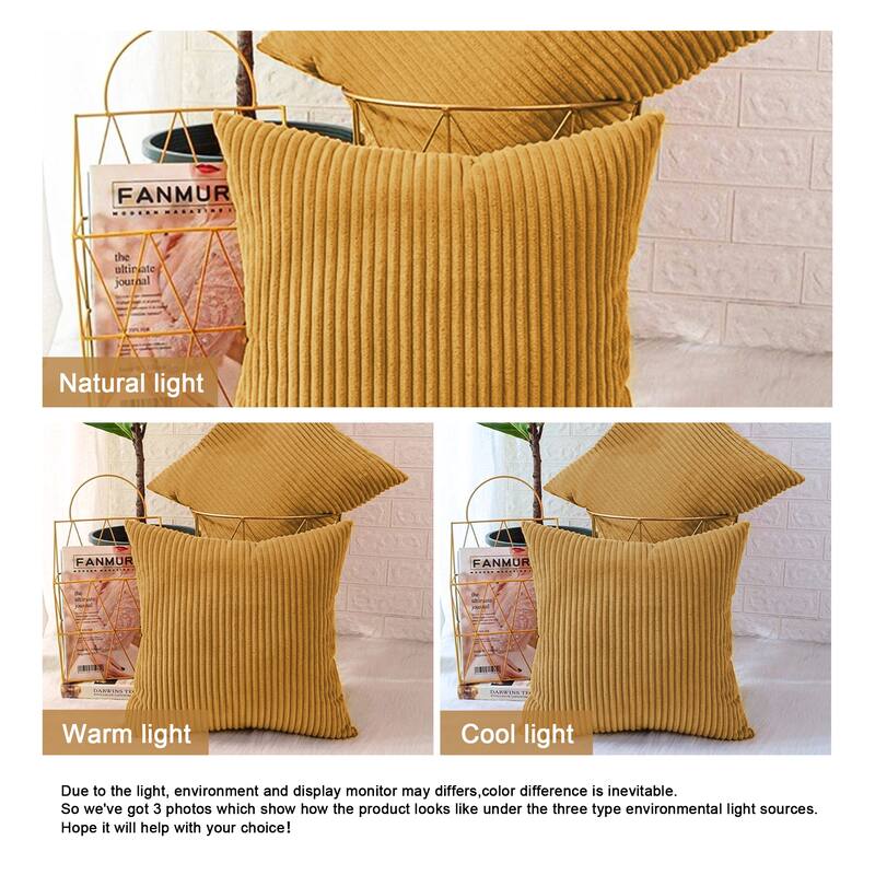 Corduroy Throw Pillow Striped Pillow for Couch Set of 2