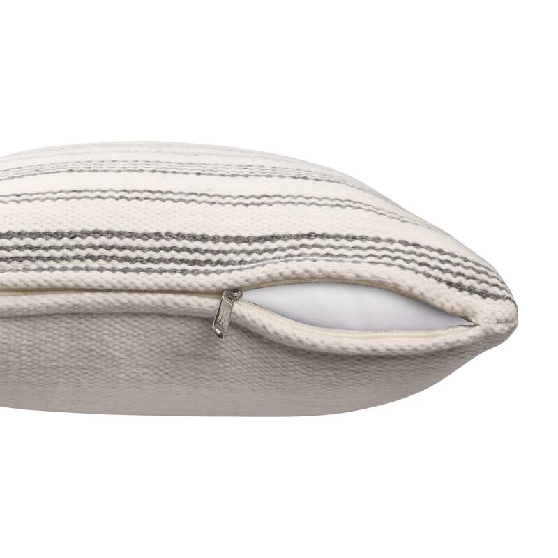 Sevita Farmhouse Striped Hand-Woven Indoor/Outdoor Throw Pillow