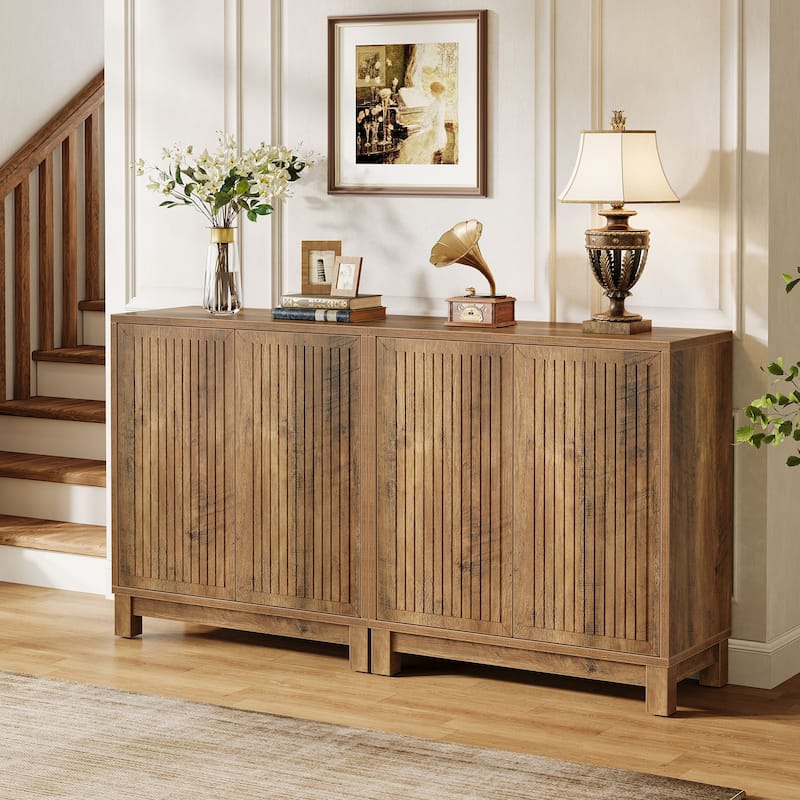 Wood Sideboard Buffet Cabinet, Adjustable Shelves, Living Room Dining Room Hallway Coffee Bar Media TV Console Storage Cabinet