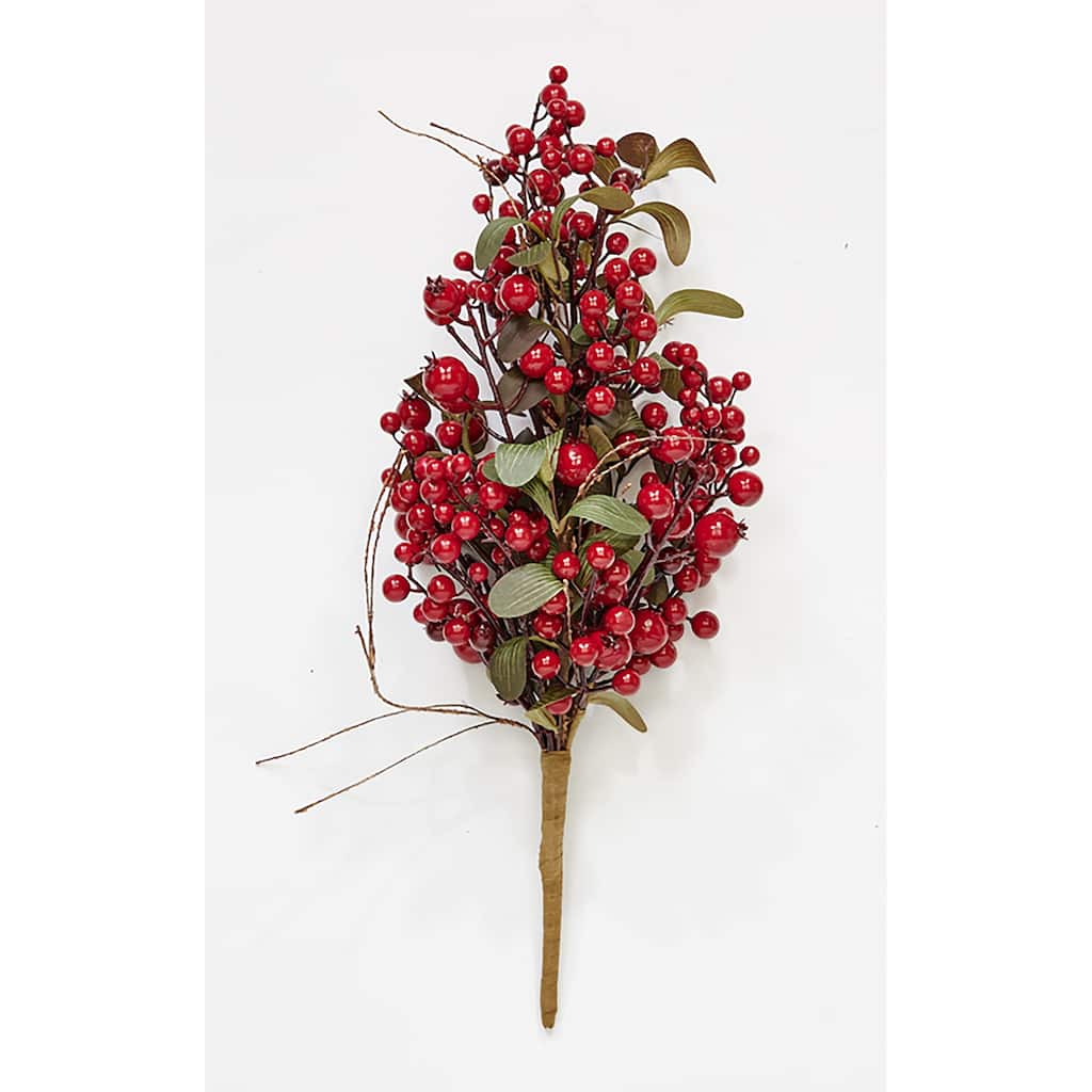 21" Artificial Christmas Red Holly Berry and Green Leaves Bush - 21