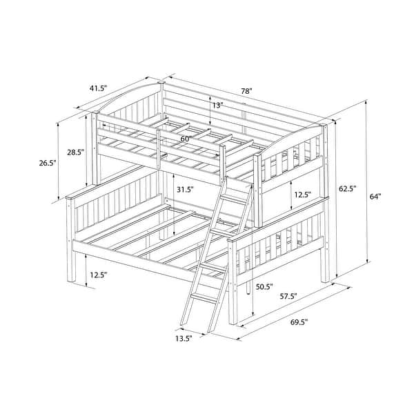dimension image slide 1 of 4, Avenue Greene Hamilton Twin over Full Wood Bunk Bed