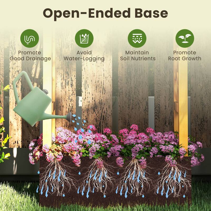 Costway 1/2 PCS 60” Raised Garden Bed with Trellis with Hanging Roof,