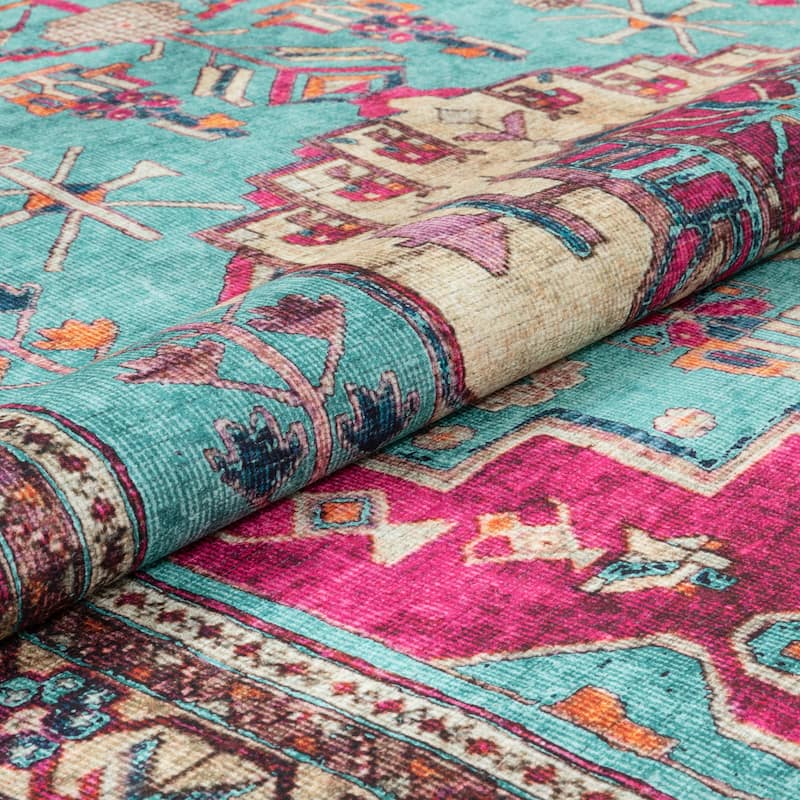 Well Woven Lotus Shasta Medallion Machine Washable Area Rug