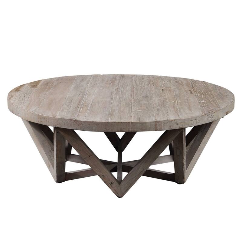 48" Khaki Brown Contemporary Round Coffee Table