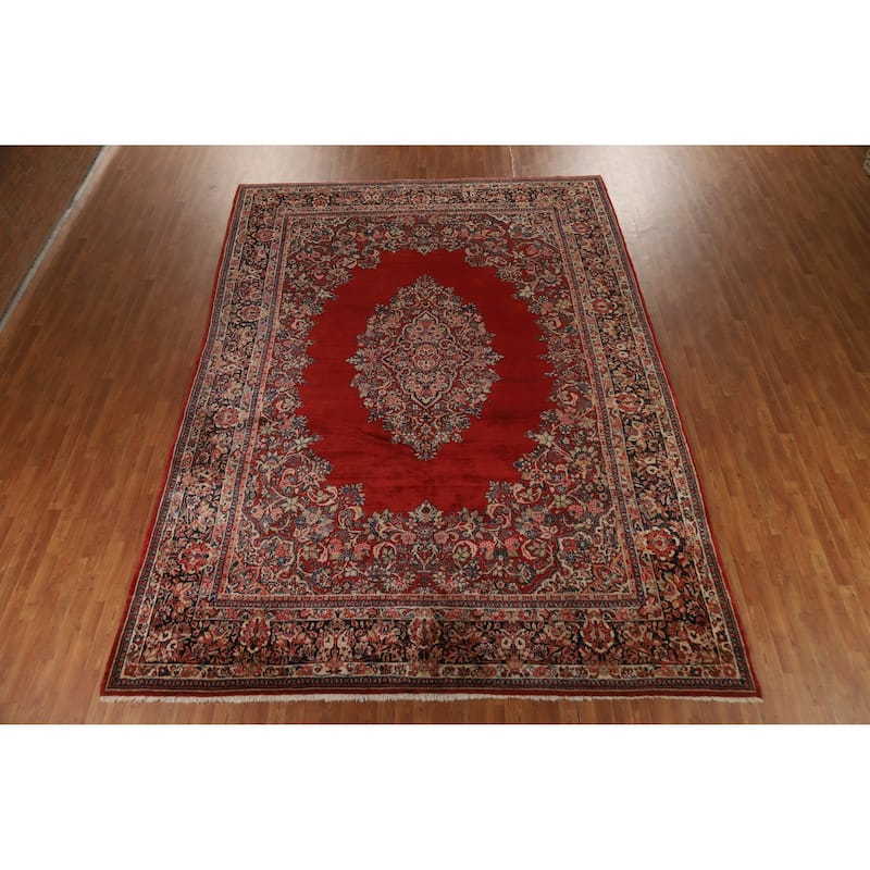 Hand Knotted Oriental 100% Wool Carpet Traditional Floral Red Mahal Area Rug - 14' 2'' X 10' 1''