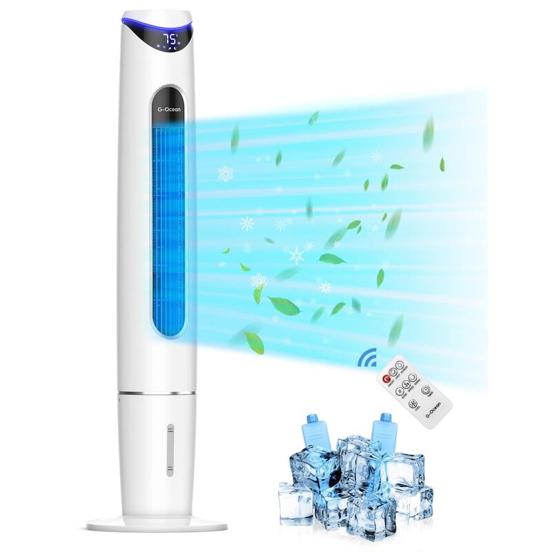 White Oscillating Timer Modern Tower Fan with Remote Control