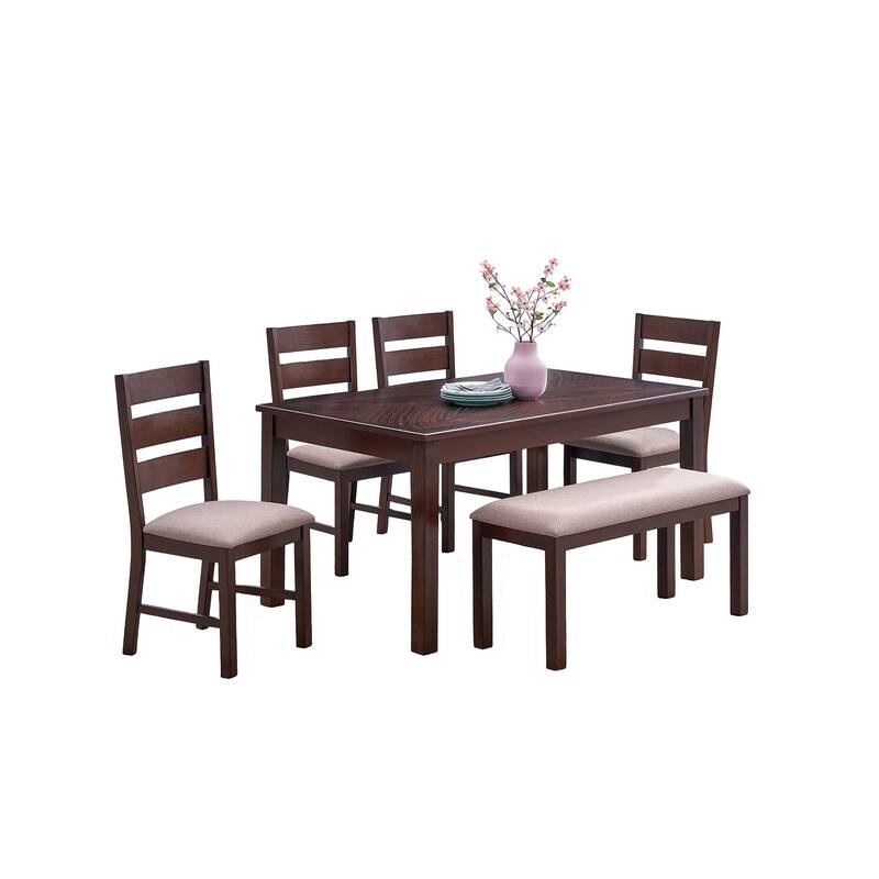 Contemporary Antique Cherry 1pc Dining Table Only Solid wood Rectangle Table Melamine Top Dining Room Furniture