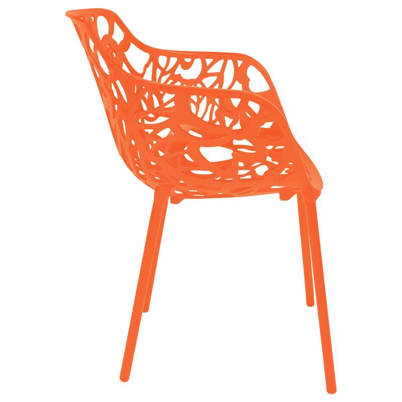 Devon Aluminum Dining Armchair with Floral Cutouts – Stackable, UV-Protected, Indoor/Outdoor Patio Side Chair