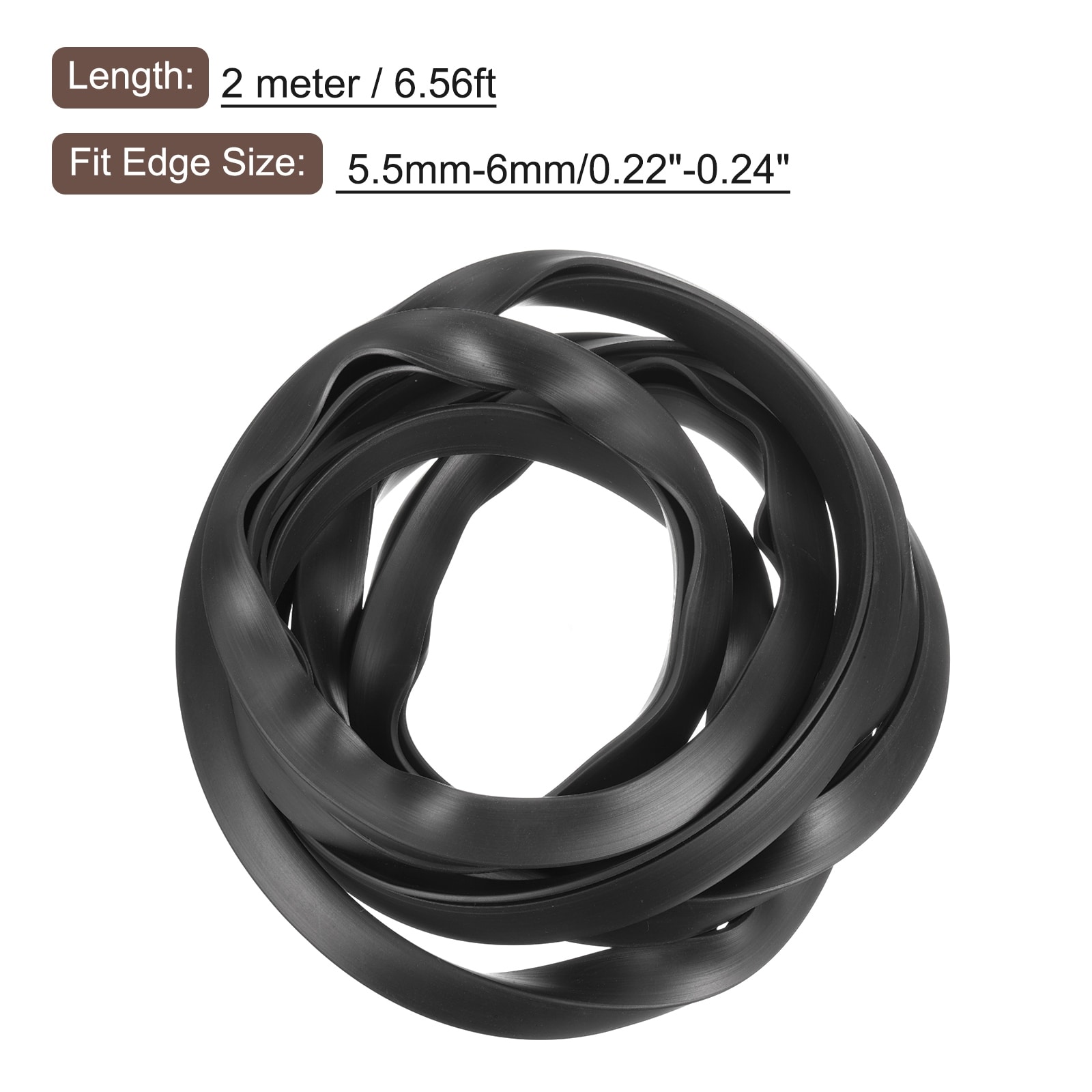 U Channel Edge Trim, Rubber Guard Seal Strip Edge Protector Flat Type - Black