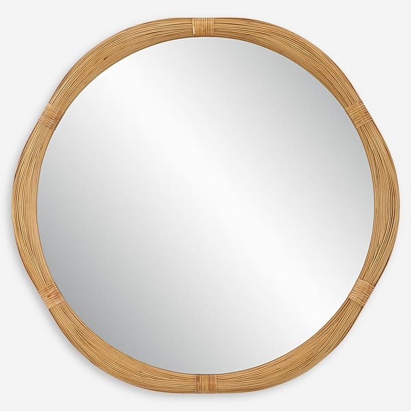 slide 2 of 6, Uttermost 09960 Salina 39-3/4" Diameter Circular Framed Bathroom Bamboo
