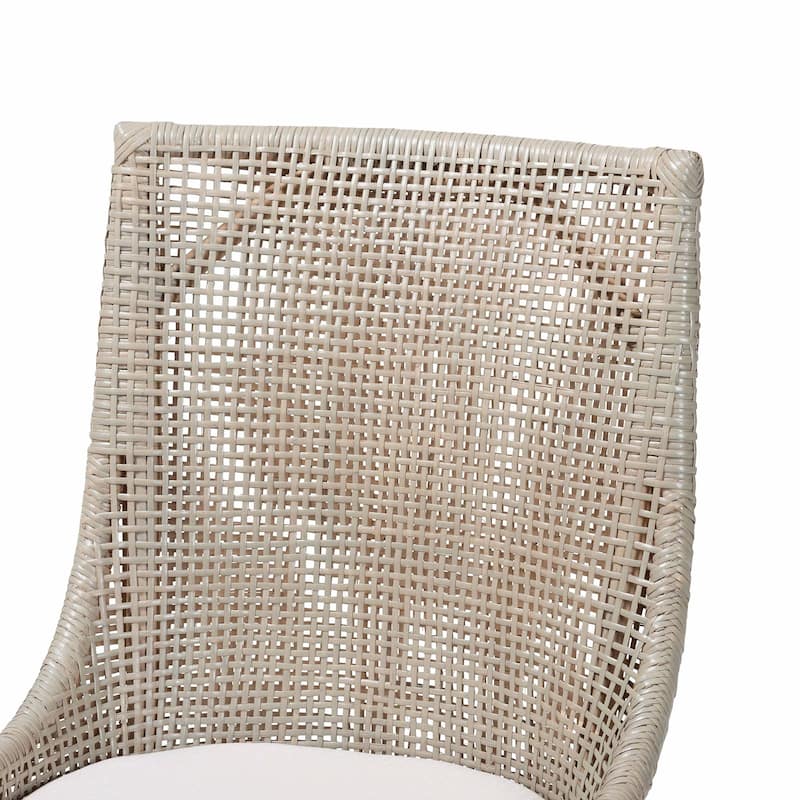 Bella Rattan Dining Chair - Handwoven Wicker Accent Side Chair with High Backrest, Coastal Boho Seating for Kitchen or Dining