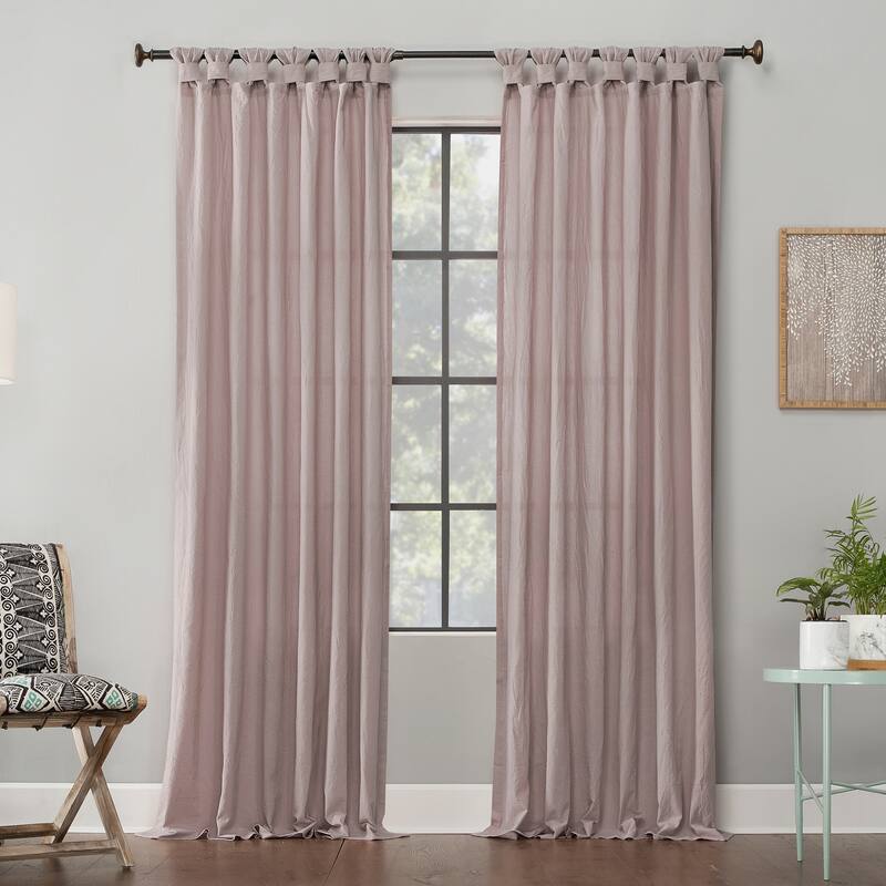 Archaeo Washed Cotton Twist Tab Curtain, Single Panel - Rose - 52 x 63