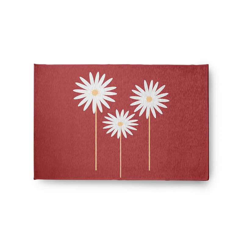 Floral Print Spring Chenille Indoor/Outdoor Rug - Ligonberry Red - 2' x 3'