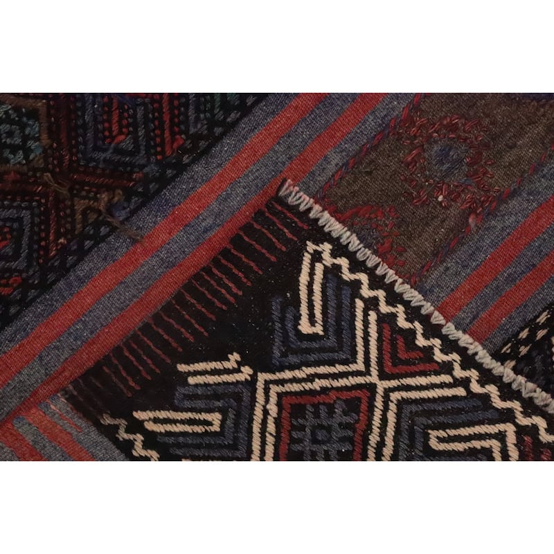 Hand Woven Oriental 100% Wool Carpet Southwestern Tribal Multi-Colored Kilim Area Rug - 7' 7'' X 5' 3''