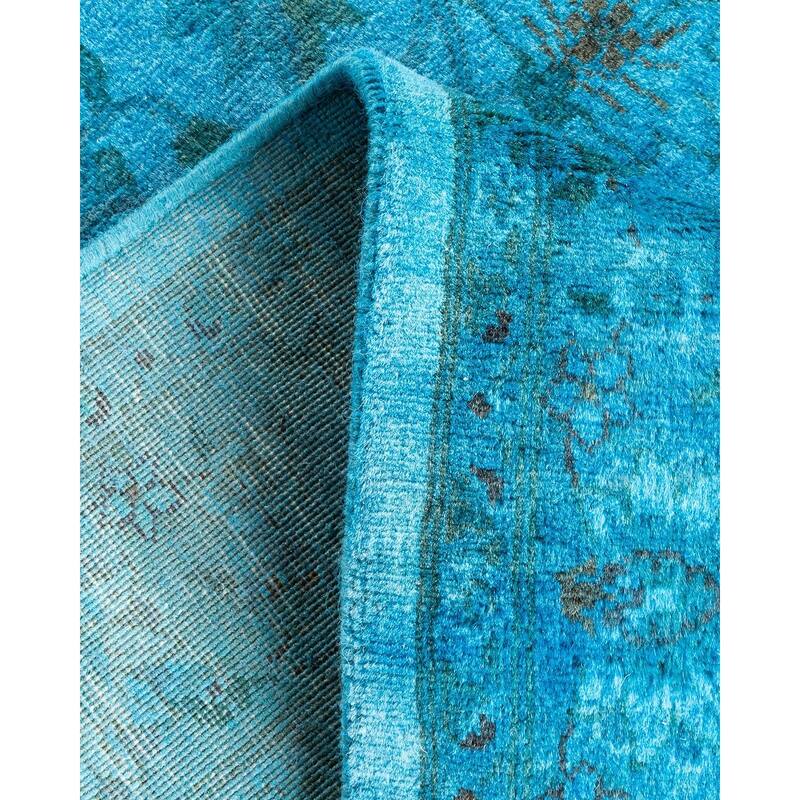Overton Hand Knotted Wool Vintage Inspired Modern Contemporary Overdyed Blue Area Rug - 3' 1" x 5' 4"