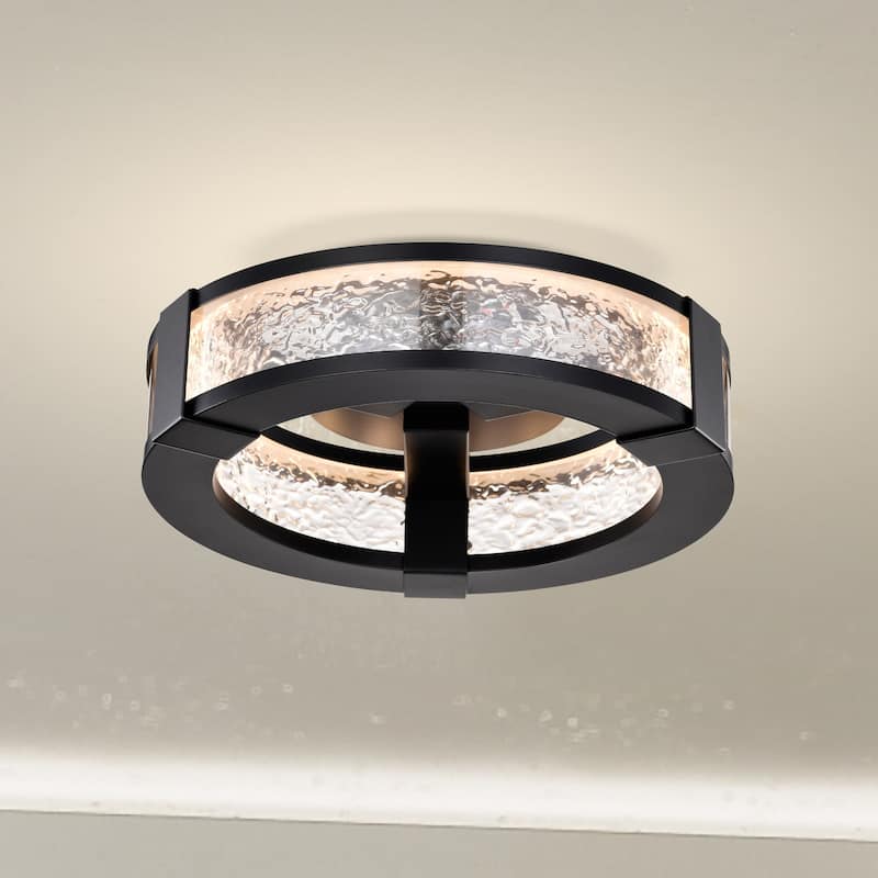 Darrow - 13 Inch LED Flush Mount - Matte Black - Acrylic Panels