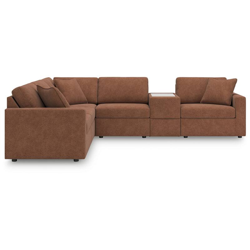 Signature Design by Ashley Modmax Orange 6-Piece Sectional with Storage Console - 124"W x 107"D x 36"H