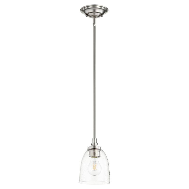 Quorum International Rossington 5" Wide Mini Pendant - Satin Nickel / Clear Seeded