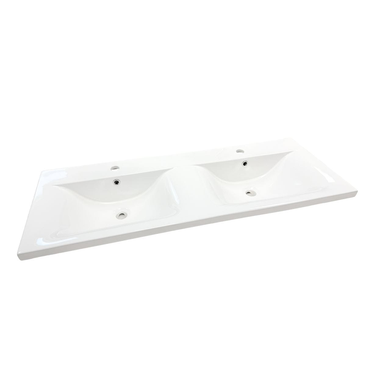 48" EdgeFlow Double Ceramic Sink Top with Single Faucet Hole - 48