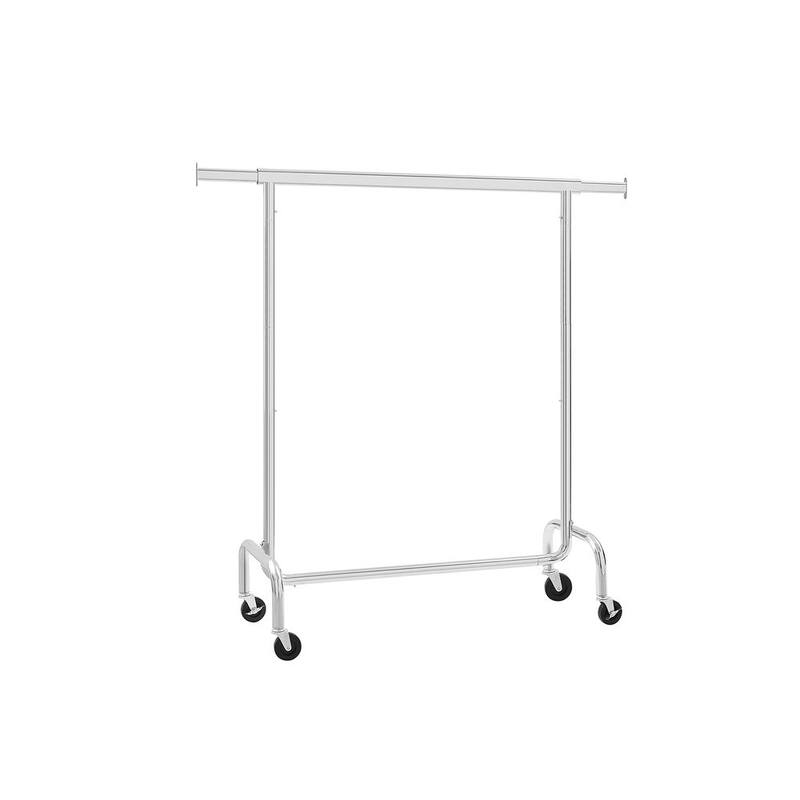 Rolling Clothes Rack with Sturdy Steel Tubes and Extra Load Capacity 2 Lockable Casters - 43.3" x 17.7" x 63" - Silver