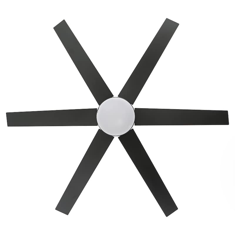 60-inch Modern Black Wood Integrated LED Indoor Smart Ceiling Fan with Light and APP