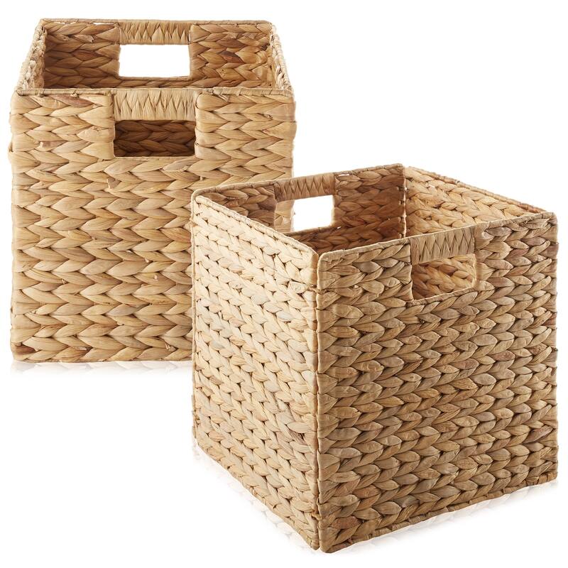 12 x 12in Water Hyacinth Storage Baskets - Natural - 2-Pack
