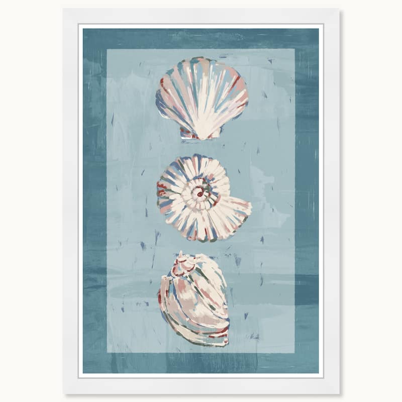Wynwood Studio Coastal Sea Shells Framed Beachfront Coastal Prints - 15 x 21 - White