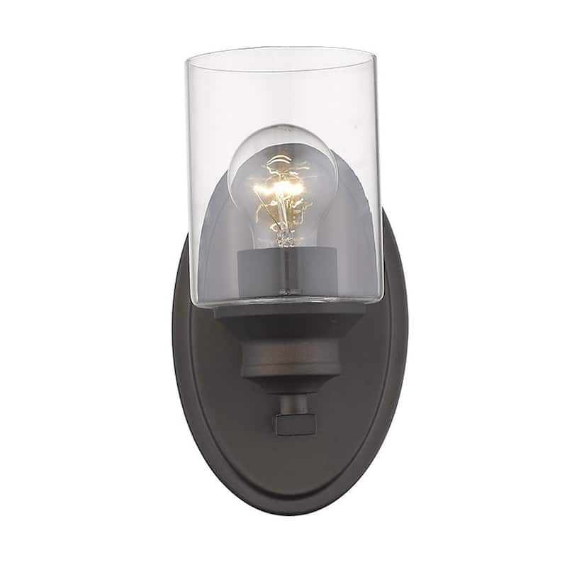 Modern Wall Sconce 1 Light with Clear Glass Shade and Steel Fixture Damp Rated Reversible Mounting - 9.25" H x 5" W x 5.75" D