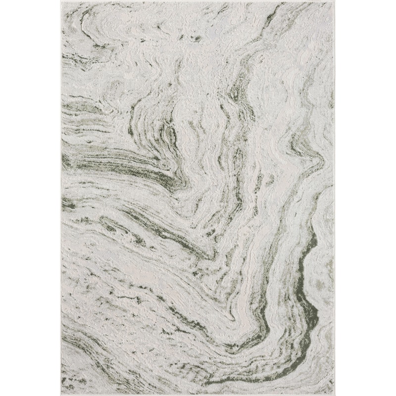 Abani Atlas Collection ATL180A Abstract Grey Green Area Rug