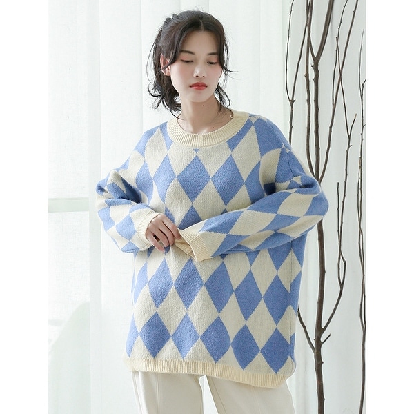 Diamond checkered sweater clearance