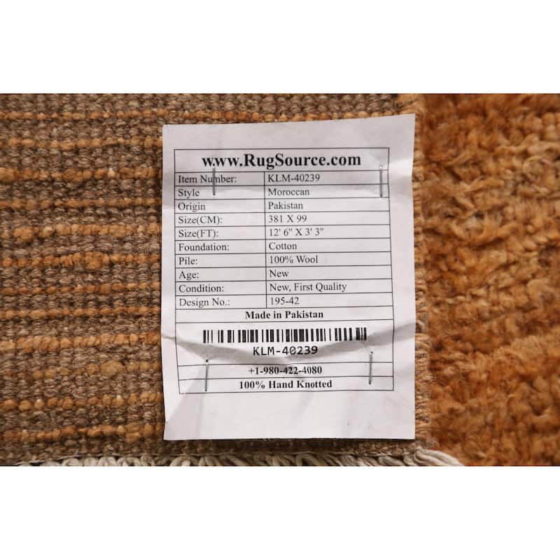 Moroccan Orange Tribal Oriental Runner Rug Handmade Wool Carpet - 3'3" x 12'6"