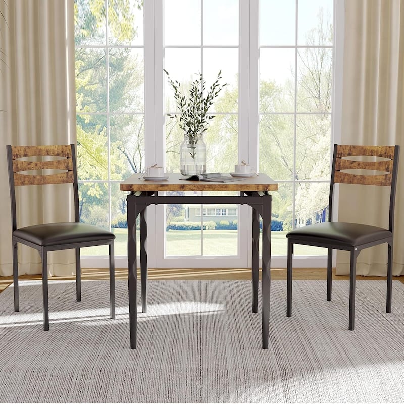 Dining Table Set for 2 with Spiral Table Legs for Small Spaces Kitchen Apartment - Brown