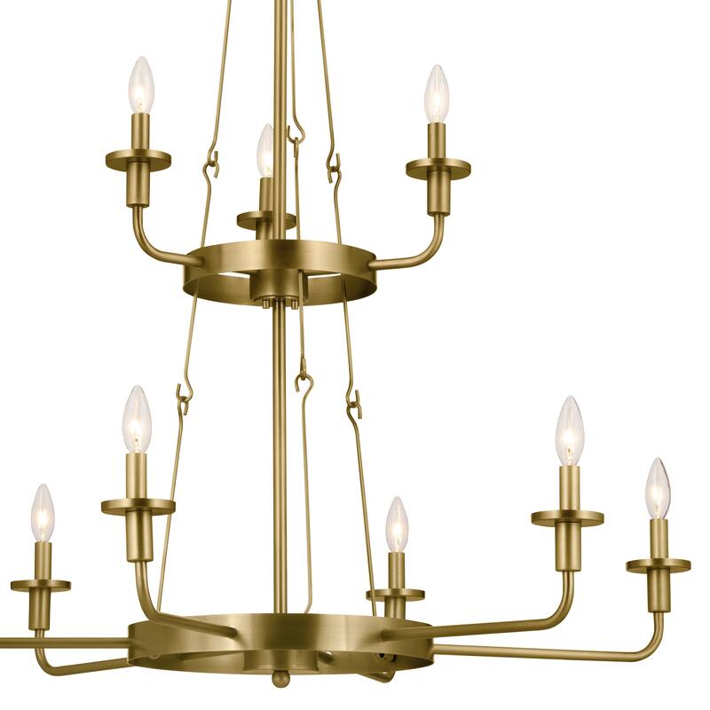 Kichler Lighting Vetivene 39 inch 9-Light Chandelier Natural Brass with Opal Glass