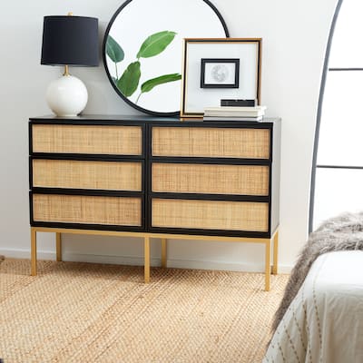 SAFAVIEH Audrey 6 Drawer Rattan Dresser