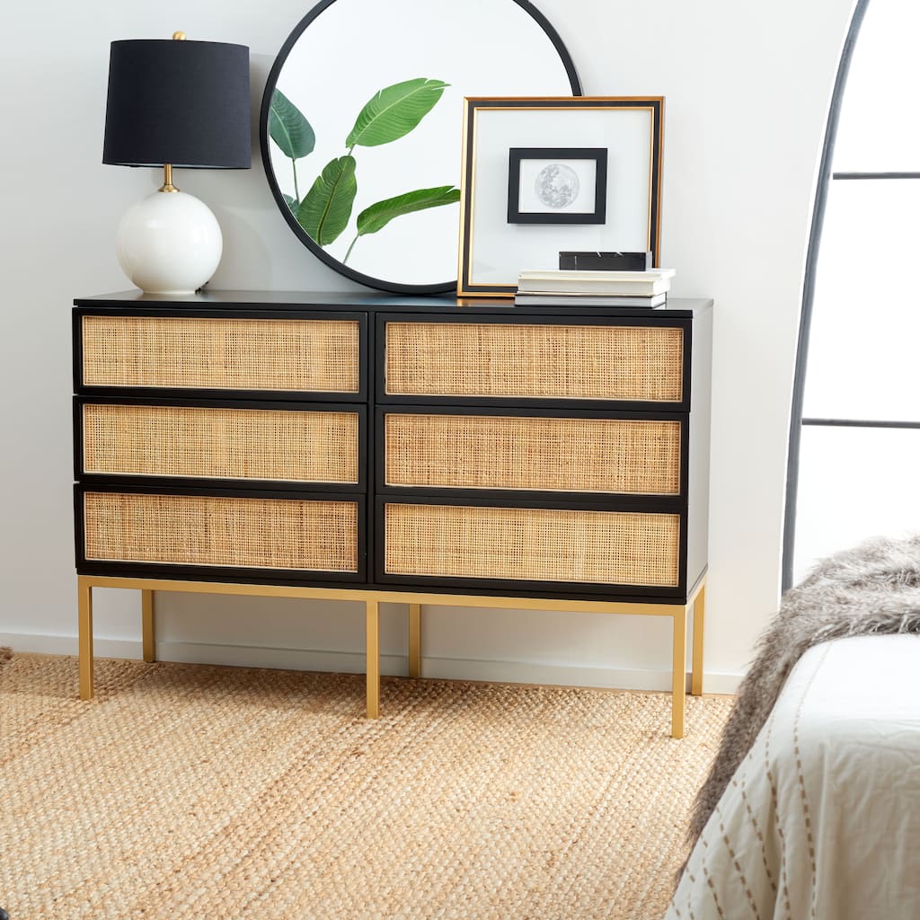 SAFAVIEH Audrey 6 Drawer Rattan Dresser