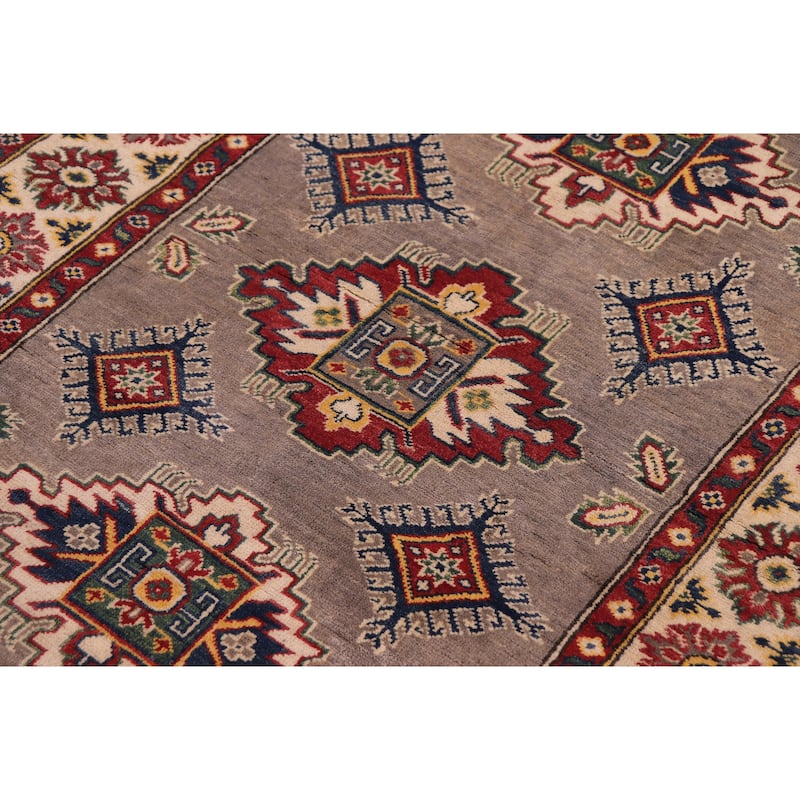 Southwestern Kazak Pierce Gray/Beige Wool Rug - 3'10'' x 5'10''