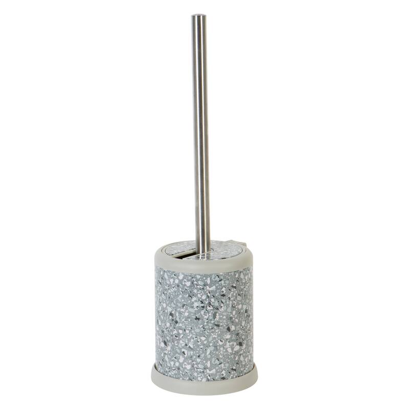 Bath Bliss Self Closing Lid Toilet Brush and Holder in Stainless Steel