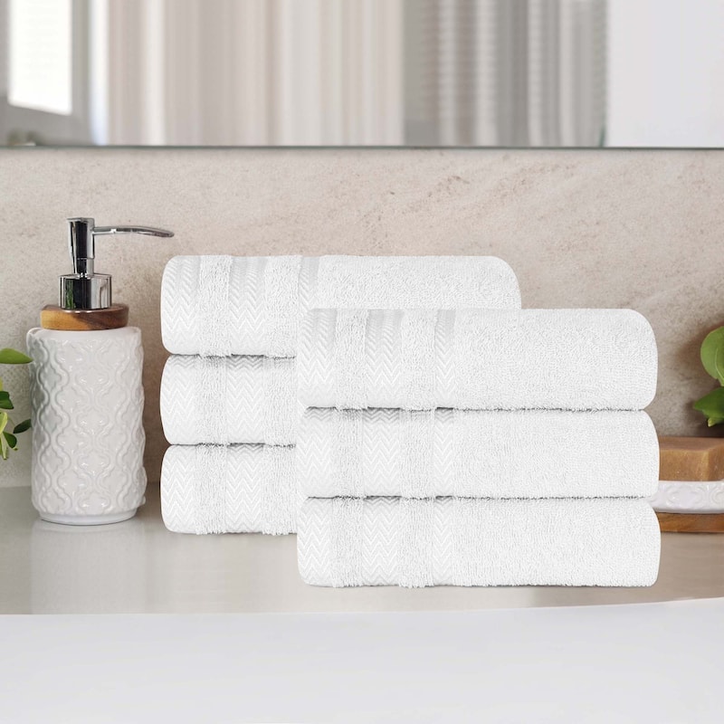 Superior Hays Cotton Soft Medium Weight Hand Towel Set of 6 - White