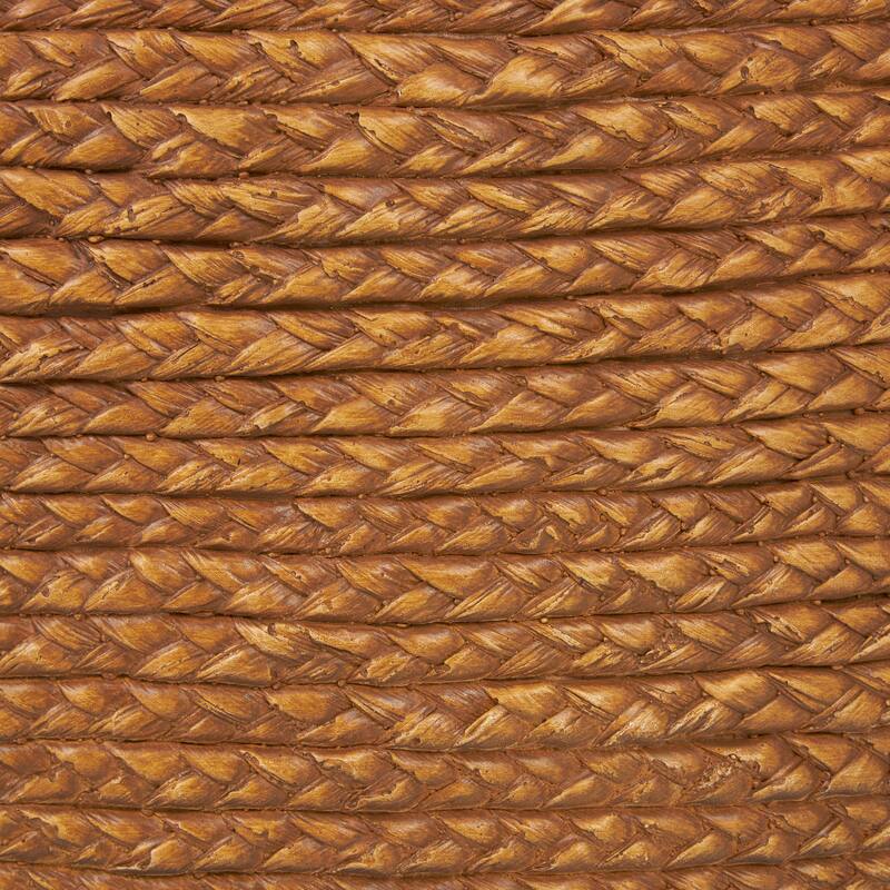 Brown Magnesium Oxide Two-Toned Garden Stool with Black Base and Woven Inspired Design