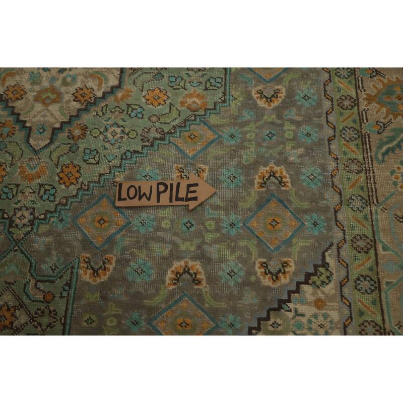 Hand Knotted Oriental 100% Wool Carpet Traditional Floral Greys & Charcoal Tabriz Area Rug - 9' 3'' X 6' 5''
