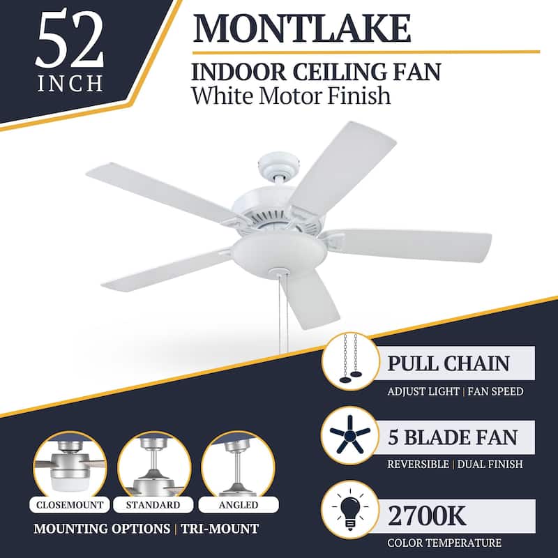 52" Prominence Home Montlake Indoor Ceiling Fan, Brushed Nickel - 52