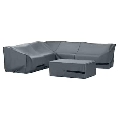 Kooper 6 Piece Polyester Outdoor Patio Sectional Deluxe Furniture Covers - Grey