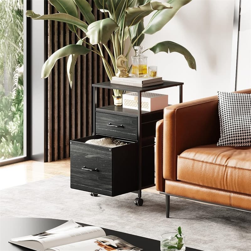 2 Drawer Mobile File Cabinet - 15.7"D x 15.4"W x 26.8"H