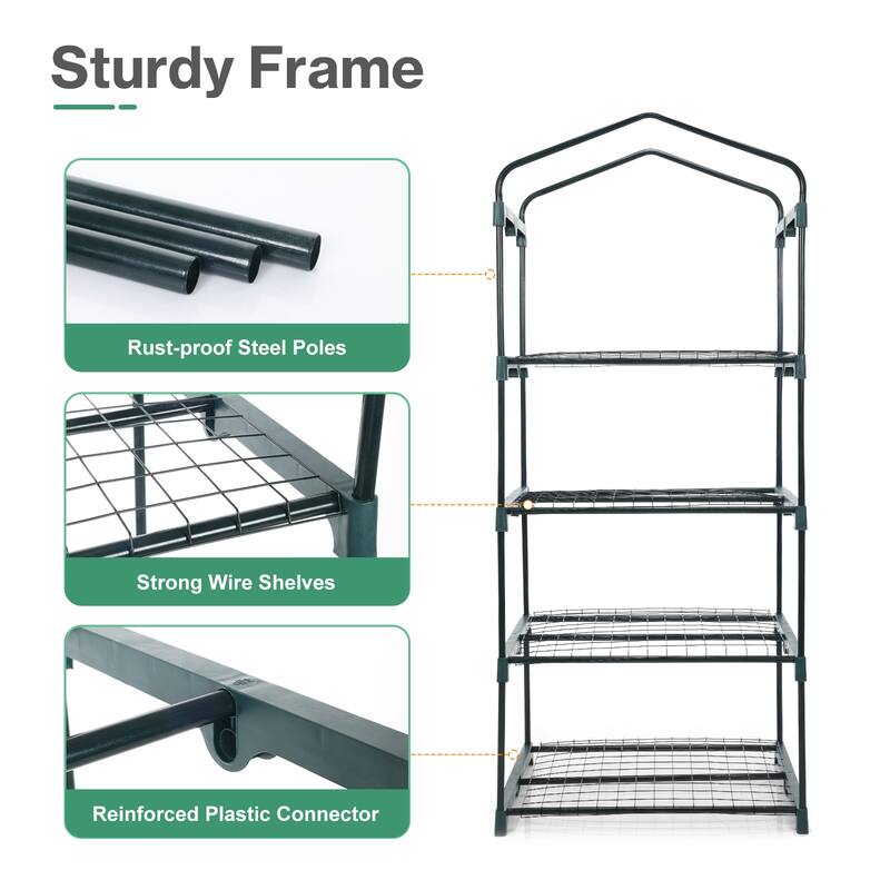 Aoodor 4 Tier Mini Greenhouse, 27x19x63 Inch