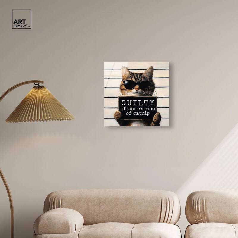 Guilty of Catnip Acrylic by Art Remedy, Ready to Hang